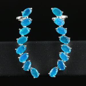 Genuine Opal .925 Sterling Silver Ear Climbers